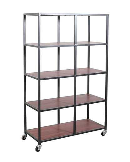 Elegant Design Brown Shade Multipurpose Bookself with Wheels | 35 x 16 x 59 inches