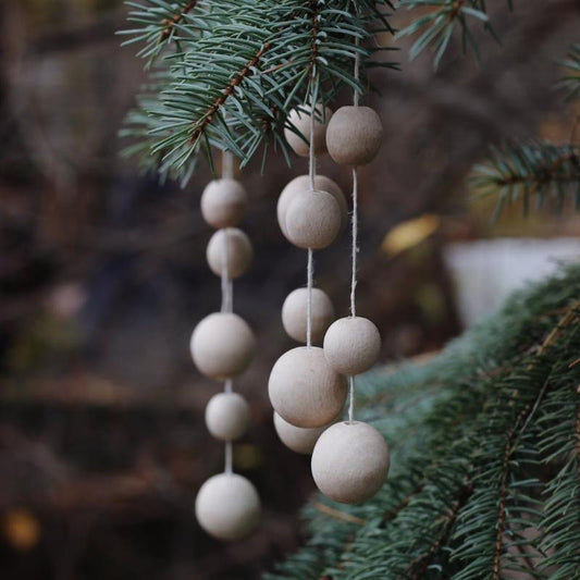 Hanging Christmas Wood Bead Ornament