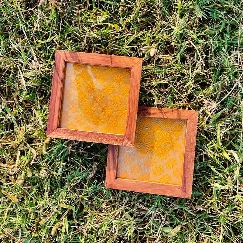 Yellow Brocade Coasters | Set Of 2 Default Title