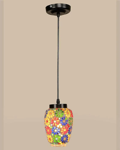 Floral Design Mosaic Glass Hanging Lamp | 4 x 20 inches