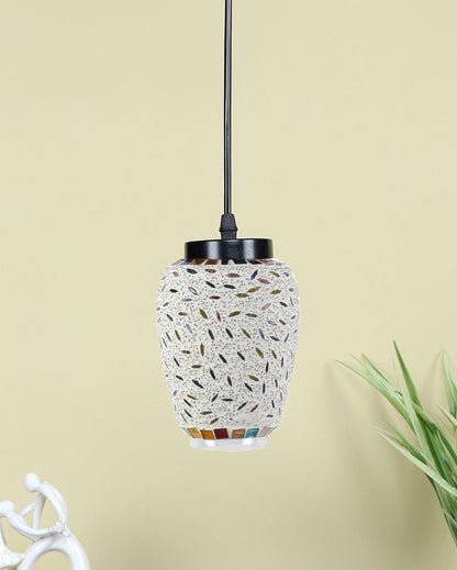 Colorful Traditional Mosaic Glass Hanging Lamp | 4 x 20 inches