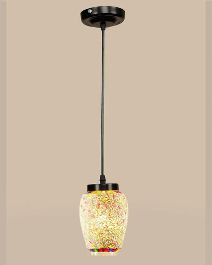 Colorful Traditional Mosaic Glass Hanging Lamp | 4 x 20 inches