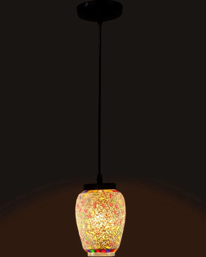 Colorful Traditional Mosaic Glass Hanging Lamp | 4 x 20 inches