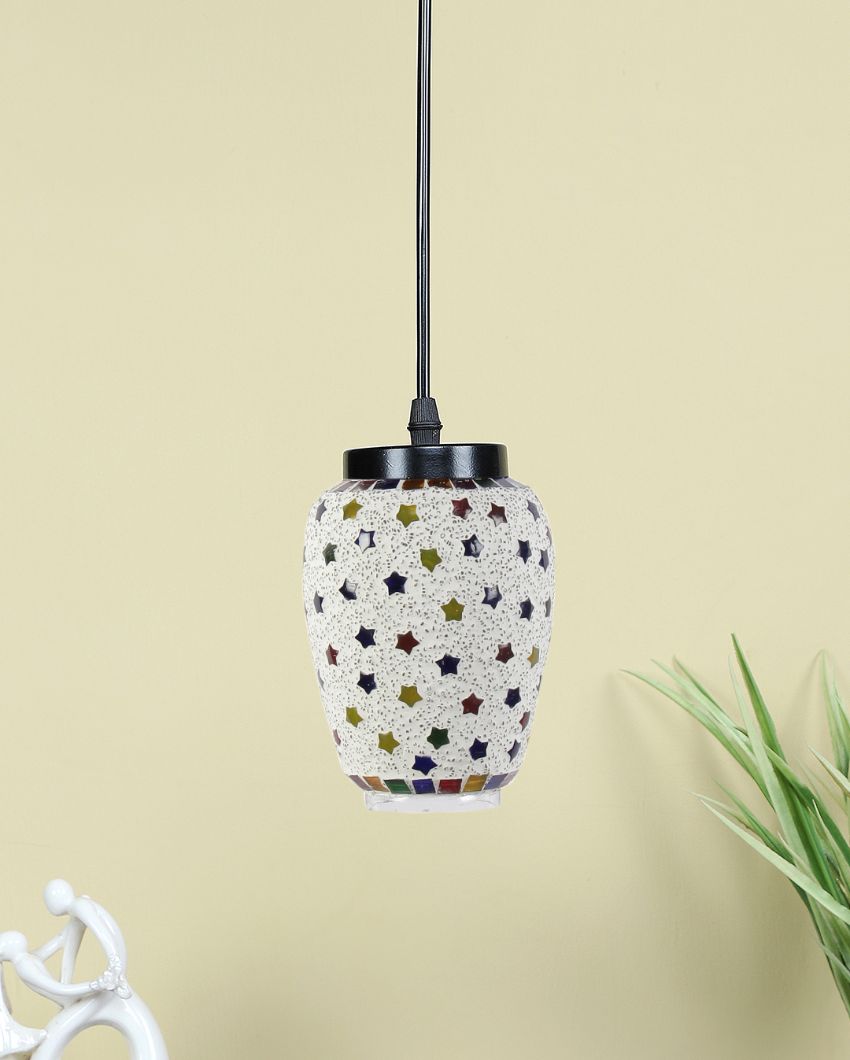 Stars Design Mosaic Glass Hanging Lamp | 4 x 20 inches