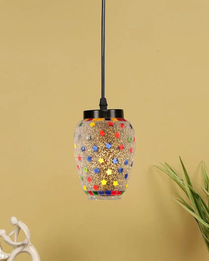 Stars Design Mosaic Glass Hanging Lamp | 4 x 20 inches