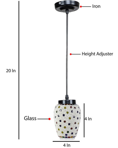 Stars Design Mosaic Glass Hanging Lamp | 4 x 20 inches