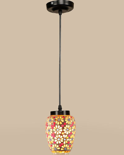 Floral Design Mosaic Glass Hanging Lamp | 4 x 20 inches