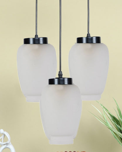 Cluster Milky Glass Three Hanging Lamps With Base | 10 x 20 inches