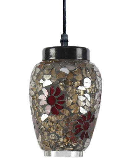 Multicolor Cluster Flower Mosaic Glass Three Hanging Lamps With Base | 10 x 20 inches