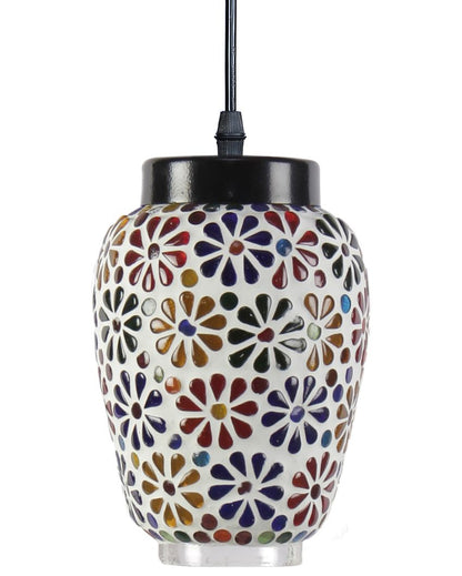 Dazzle Cluster Multicolor Mosaic Glass Three Hanging Lamps With Base | 10 x 20 inches