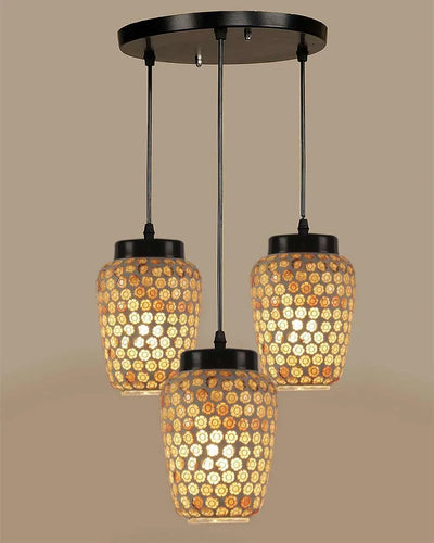 Cluster Gleam Mosaic Glass Three Hanging Lamps With Base | 10 x 20 inches