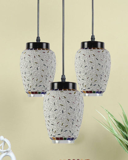 Traditional Design Cluster Multicolor Mosaic Glass Hanging Lamps | 10 x 20 inches