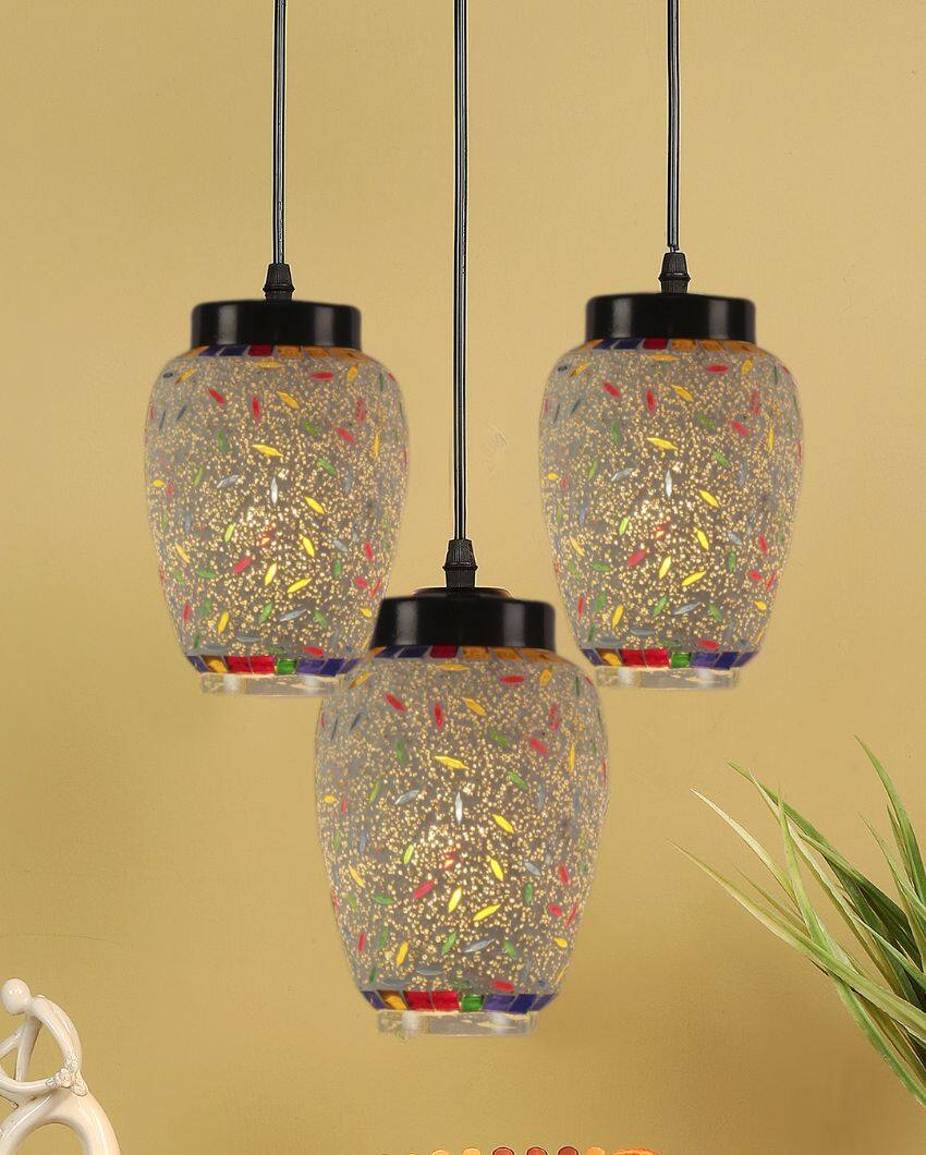 Traditional Design Cluster Mosaic Glass Hanging Lamps | 10 x 20 inches