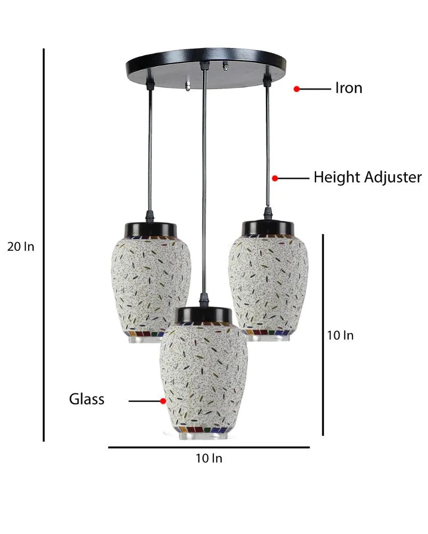 Traditional Design Cluster Mosaic Glass Hanging Lamps | 10 x 20 inches