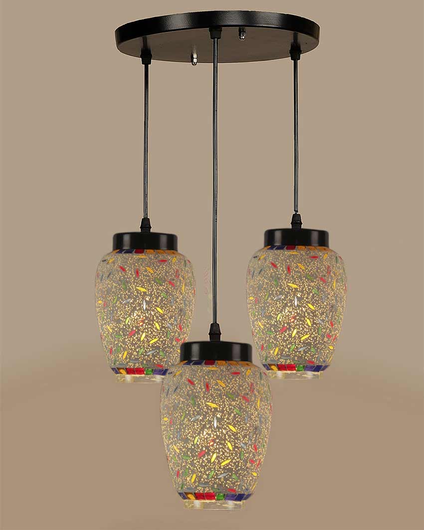 Traditional Design Cluster Multicolor Mosaic Glass Hanging Lamps | 10 x 20 inches