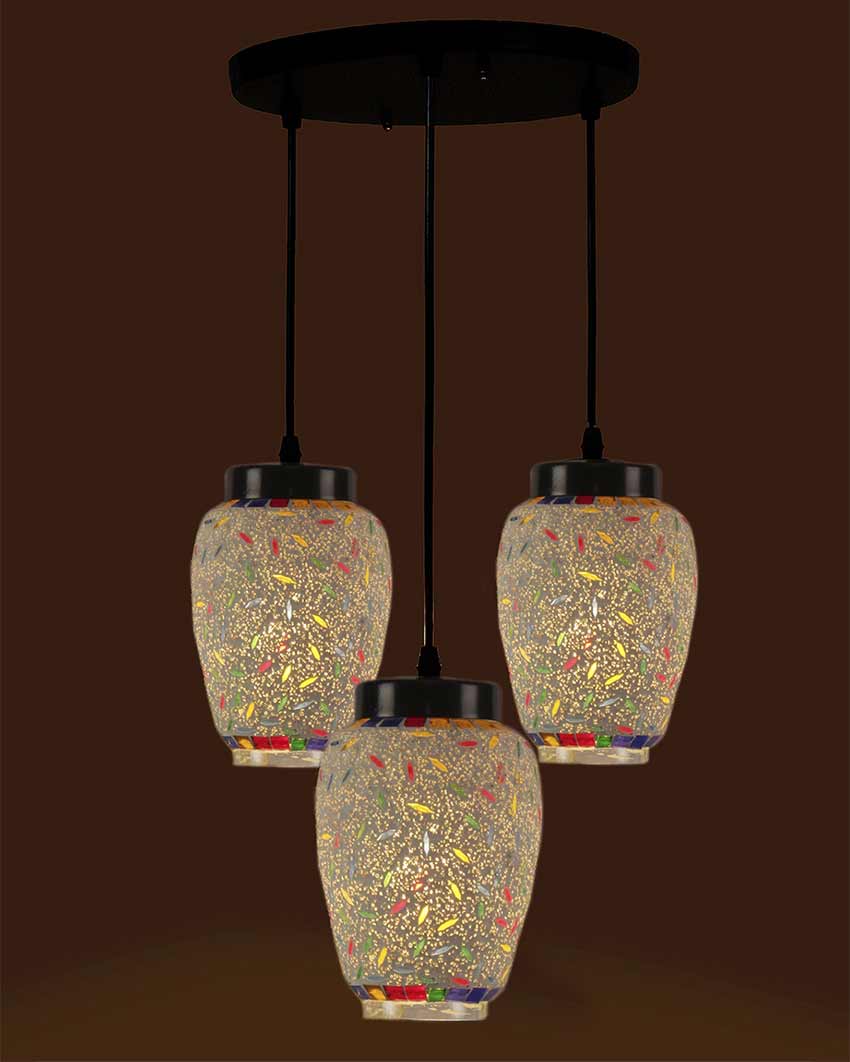 Traditional Design Cluster Multicolor Mosaic Glass Hanging Lamps | 10 x 20 inches