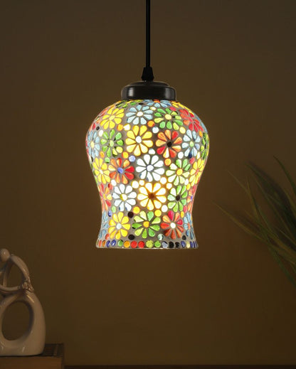 Shimmer Multicolor Mosaic Glass Hanging Lamp | 4.5 x 20 inches