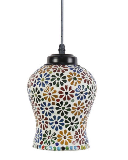 Shimmer Multicolor Mosaic Glass Hanging Lamp | 4.5 x 20 inches