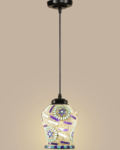 Vintage Style Mosaic Glass Hanging Lamp | 4.5 x 20 inches