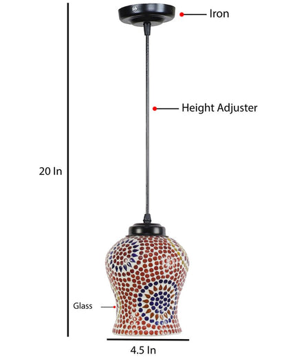 Classic Style Multicolor Mosaic Glass Hanging Lamp | 4.5 x 20 inches