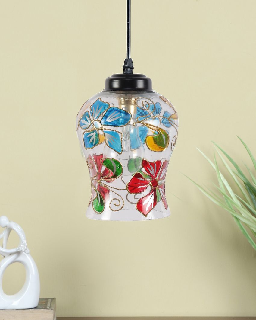 Multicolor Blooms Mosaic Glass Hanging Lamp | 4.5 x 20 inches