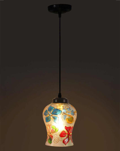 Multicolor Blooms Mosaic Glass Hanging Lamp | 4.5 x 20 inches