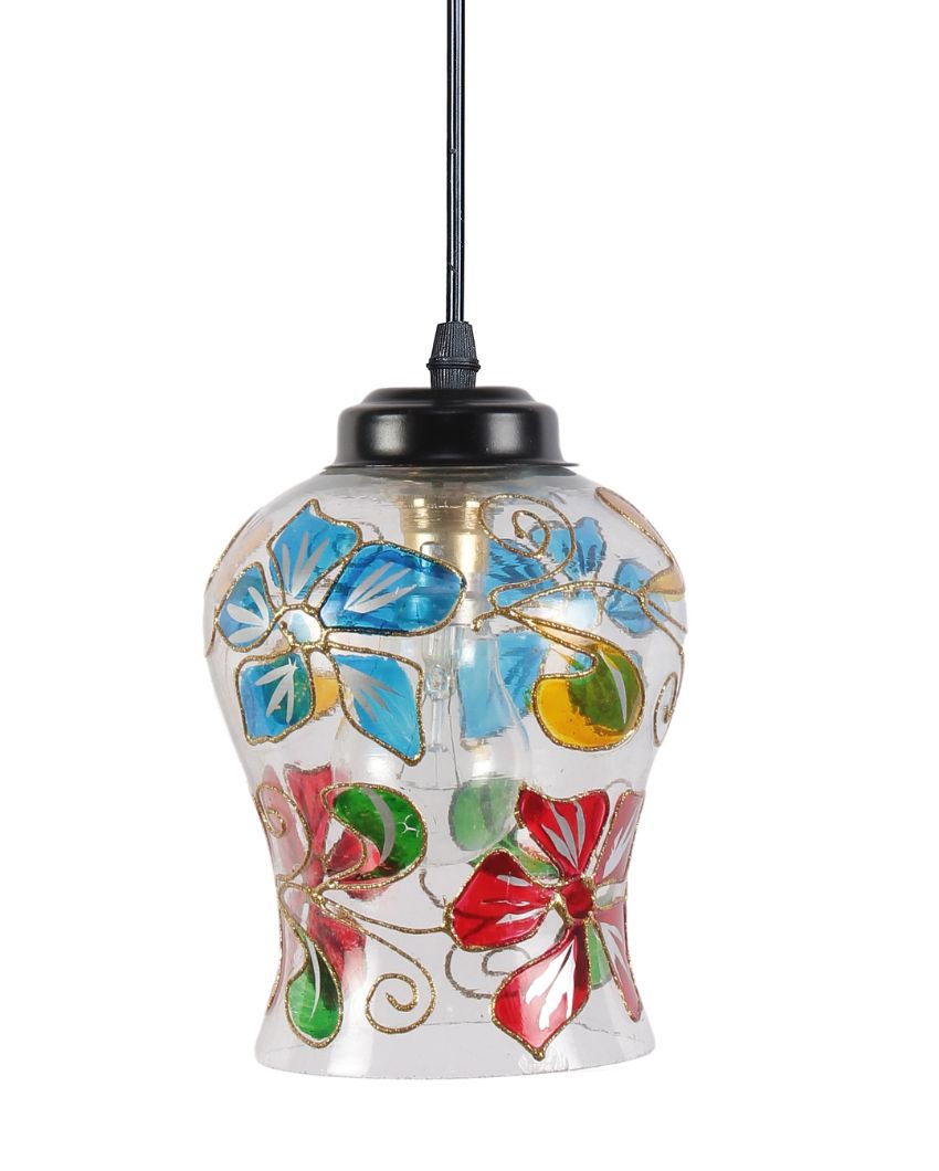 Multicolor Blooms Mosaic Glass Hanging Lamp | 4.5 x 20 inches