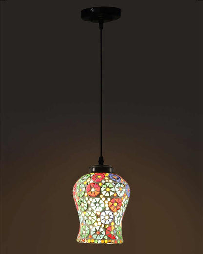 Multicolor Blossoms Mosaic Glass Hanging Lamp | 4.5 x 20 inches