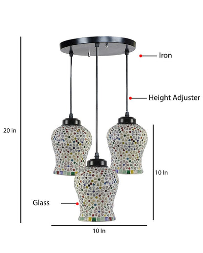 Botanicals Mosaic Cluster Three Hanging Lamps With Base | 10 x 20 inches