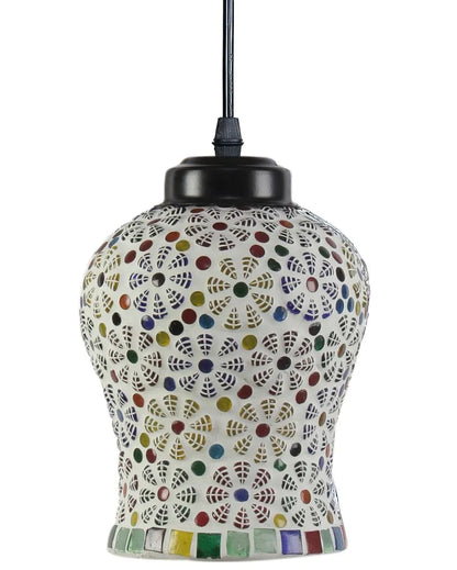 Multicolor Botanicals Mosaic Cluster Three Hanging Lamps With Base | 10 x 20 inches