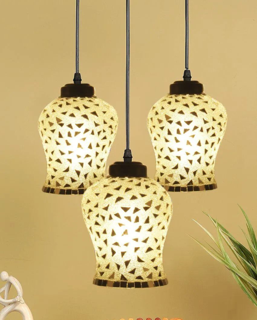 Luster Mosaic Cluster Three Hanging Lamps With Base | 10 x 20 inches