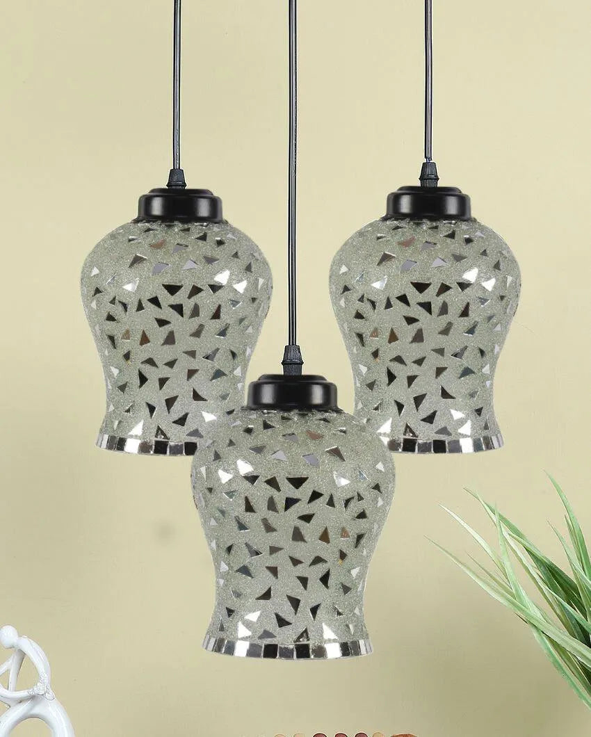 Luster Mosaic Cluster Three Hanging Lamps With Base | 10 x 20 inches