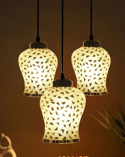 Luster Mosaic Cluster Three Hanging Lamps With Base | 10 x 20 inches