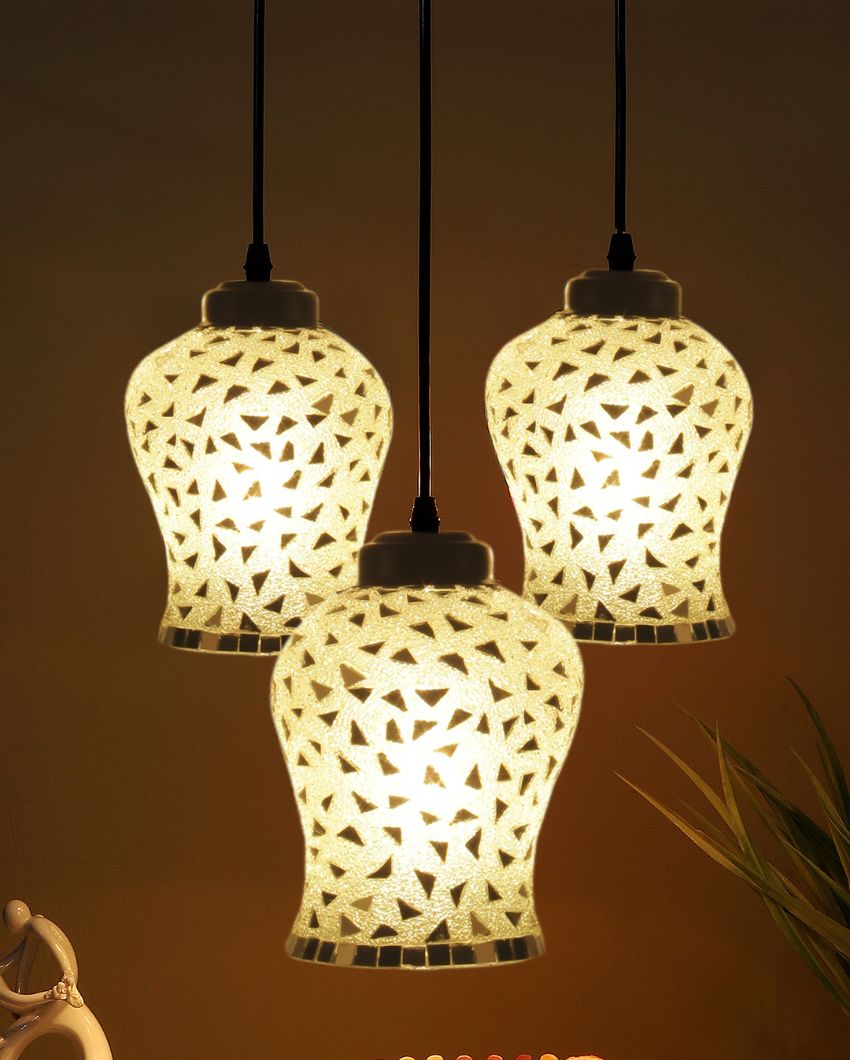 Luster Mosaic Cluster Three Hanging Lamps With Base | 10 x 20 inches