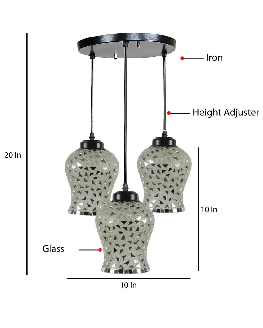 Luster Mosaic Cluster Three Hanging Lamps With Base | 10 x 20 inches