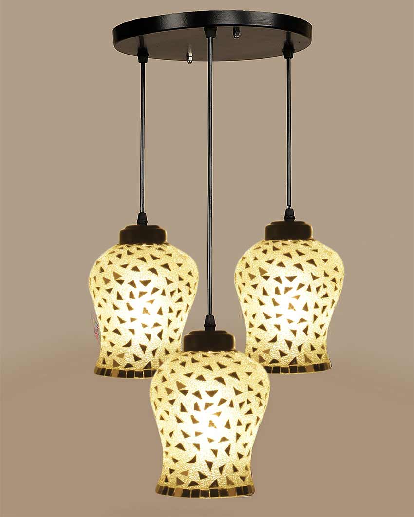 Luster Mosaic Cluster Three Hanging Lamps With Base | 10 x 20 inches