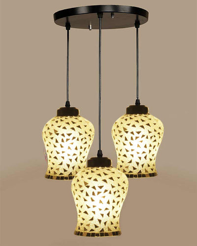 Luster Mosaic Cluster Three Hanging Lamps With Base | 10 x 20 inches