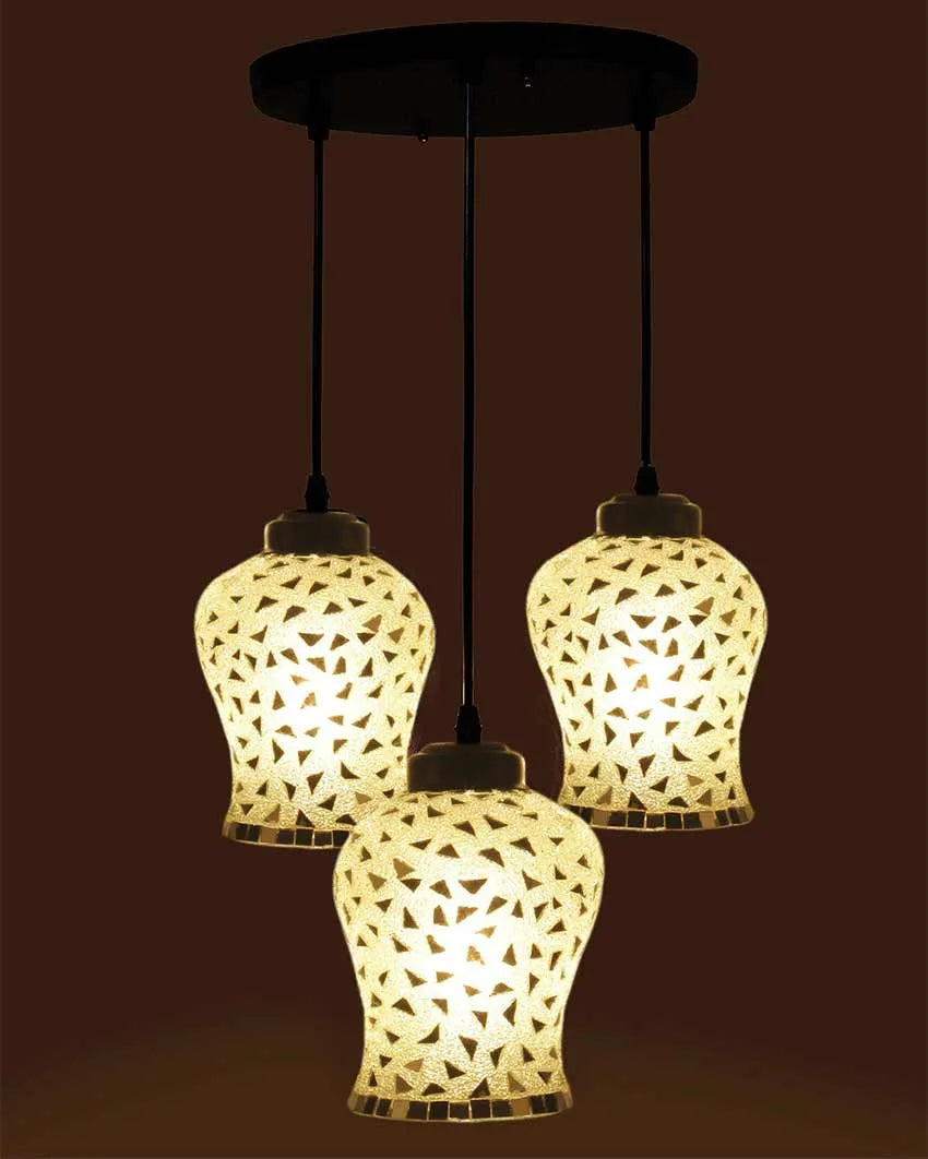 Luster Mosaic Cluster Three Hanging Lamps With Base | 10 x 20 inches