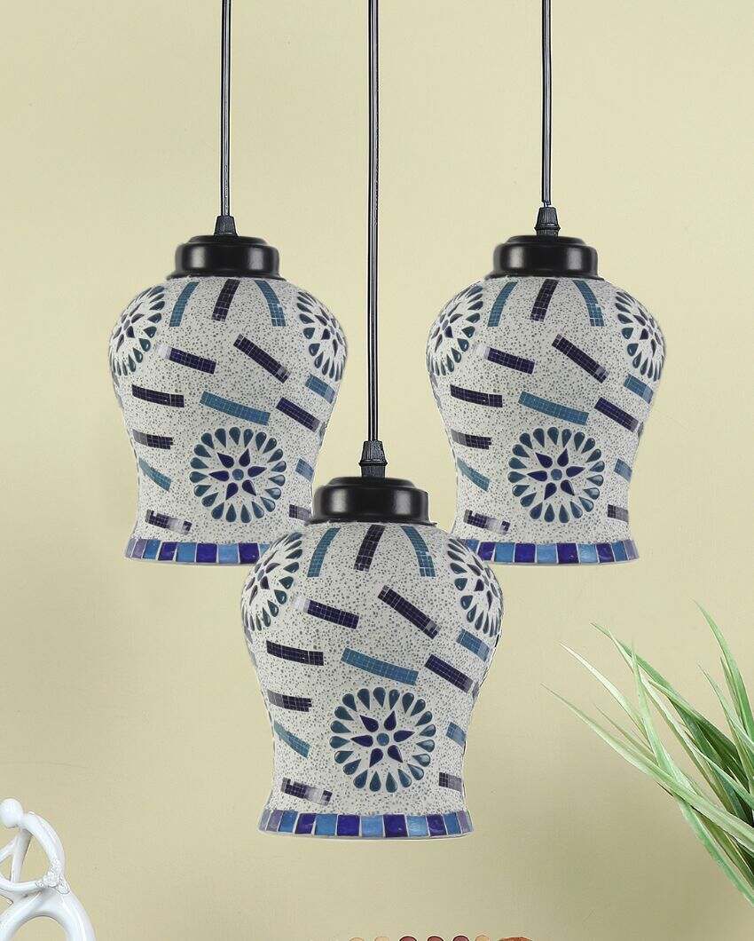 Timeless Elegance Mosaic Cluster Three Hanging Lamps With Base | 10 x 20 inches