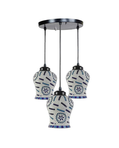 Timeless Elegance Mosaic Cluster Three Hanging Lamps With Base | 10 x 20 inches