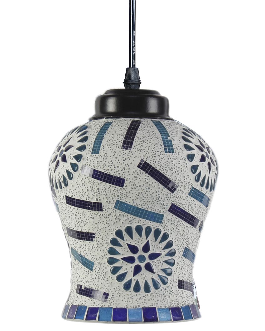 Timeless Elegance Multicolor Mosaic Cluster Three Hanging Lamps With Base | 10 x 20 inches