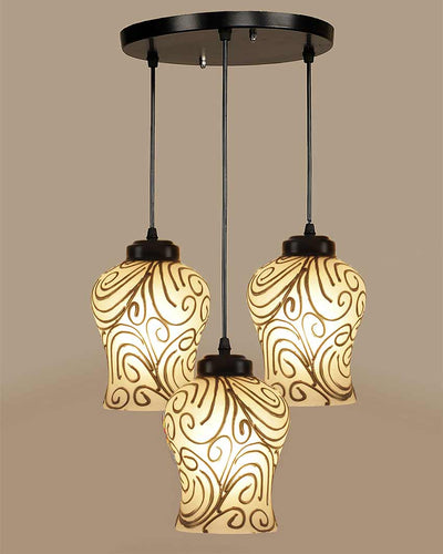 Golden Wave Design Mosaic Cluster Three Hanging Lamps | 10 x 20 inches