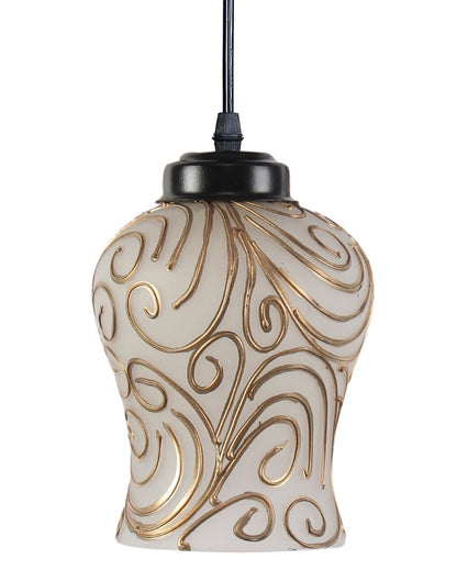 Golden Wave Design Mosaic Cluster Three Hanging Lamps | 10 x 20 inches