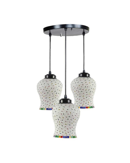 Elegant Charm Multicolor Mosaic Cluster Three Hanging Lamps | 10 x 20 inches