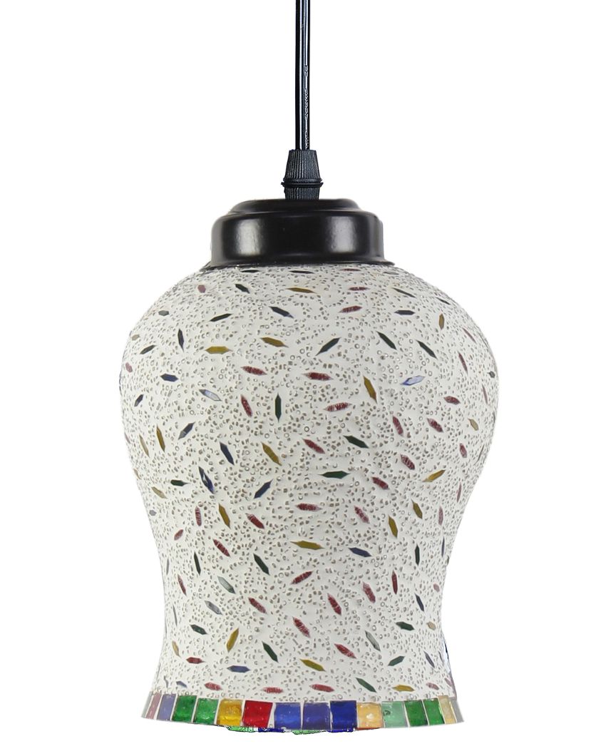 Elegant Charm Multicolor Mosaic Cluster Three Hanging Lamps | 10 x 20 inches