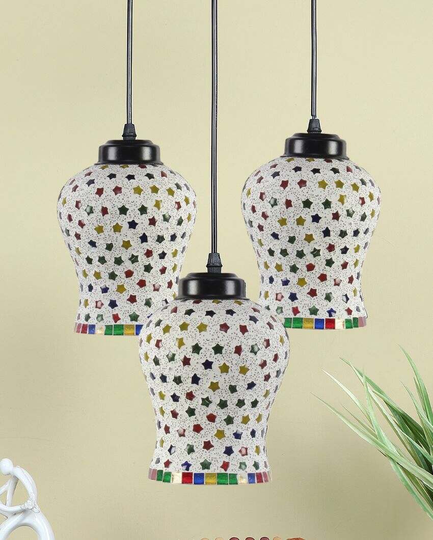 Shining Stars Mosaic Cluster Three Hanging Lamps | 10 x 20 inches