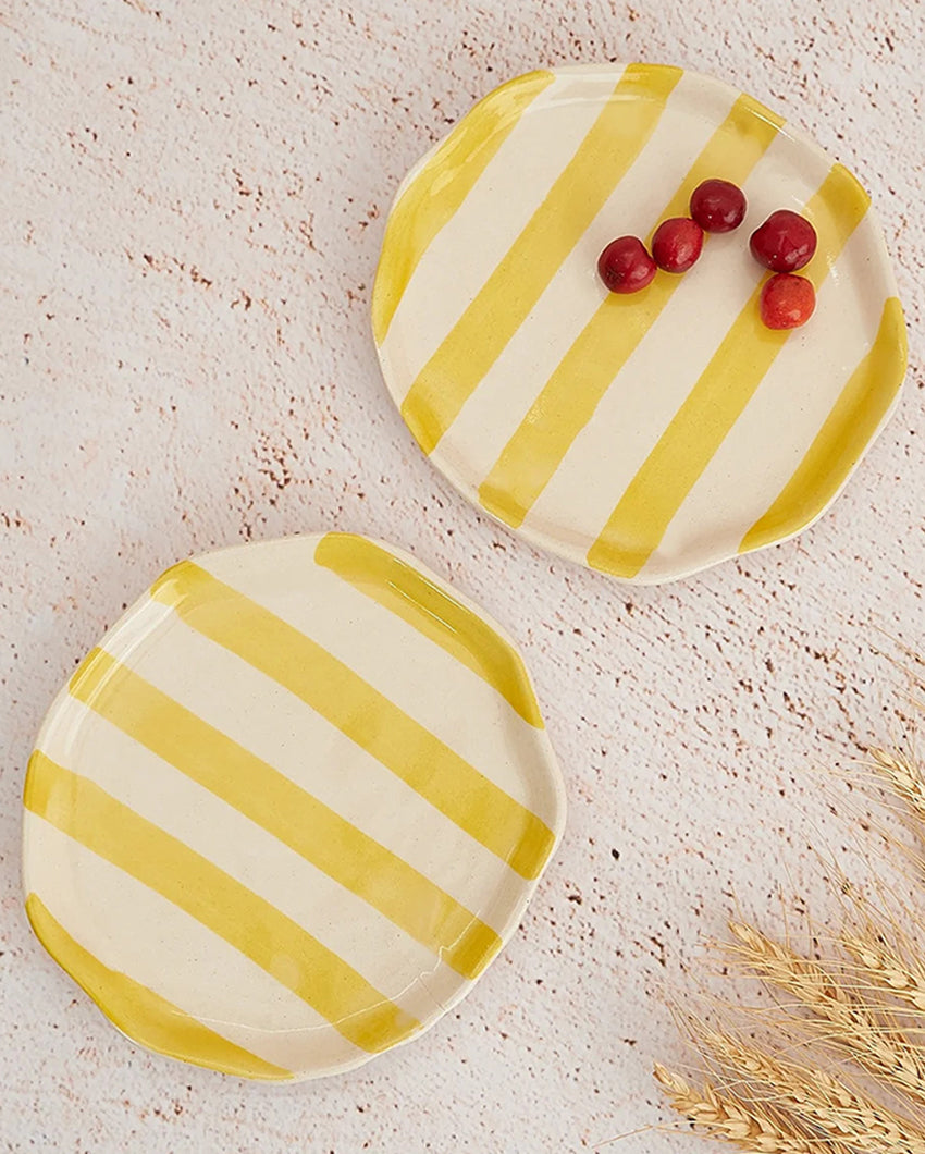 Playful Ceramic Stripe Cookie Plate | 4 x 4 inches
