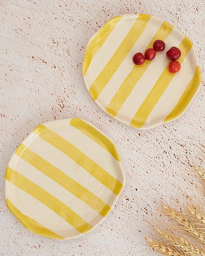 Playful Ceramic Stripe Cookie Plate | 4 x 4 inches