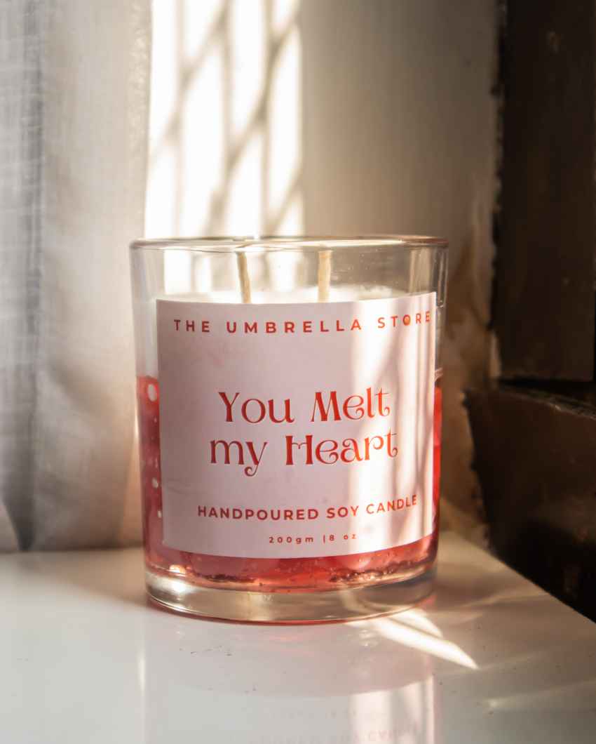 Heartwarming Glow You Melt My Heart White Scented Glass Jar Candle | 3 x 3 inches