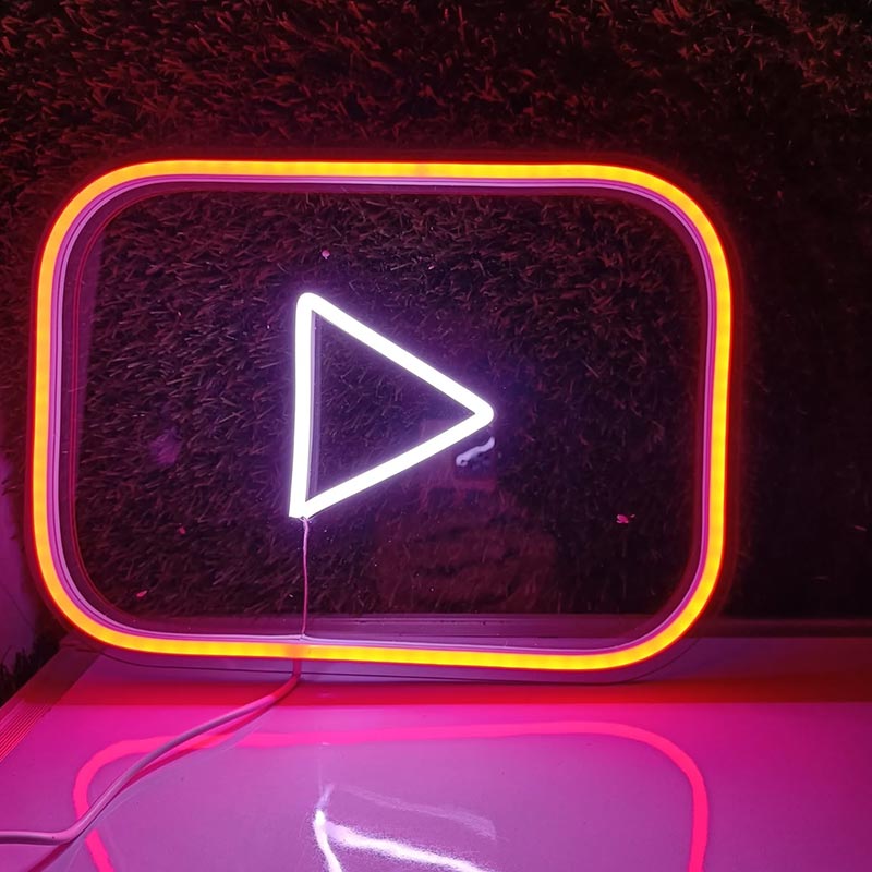 Youtube Play Button Neon Light Default Title